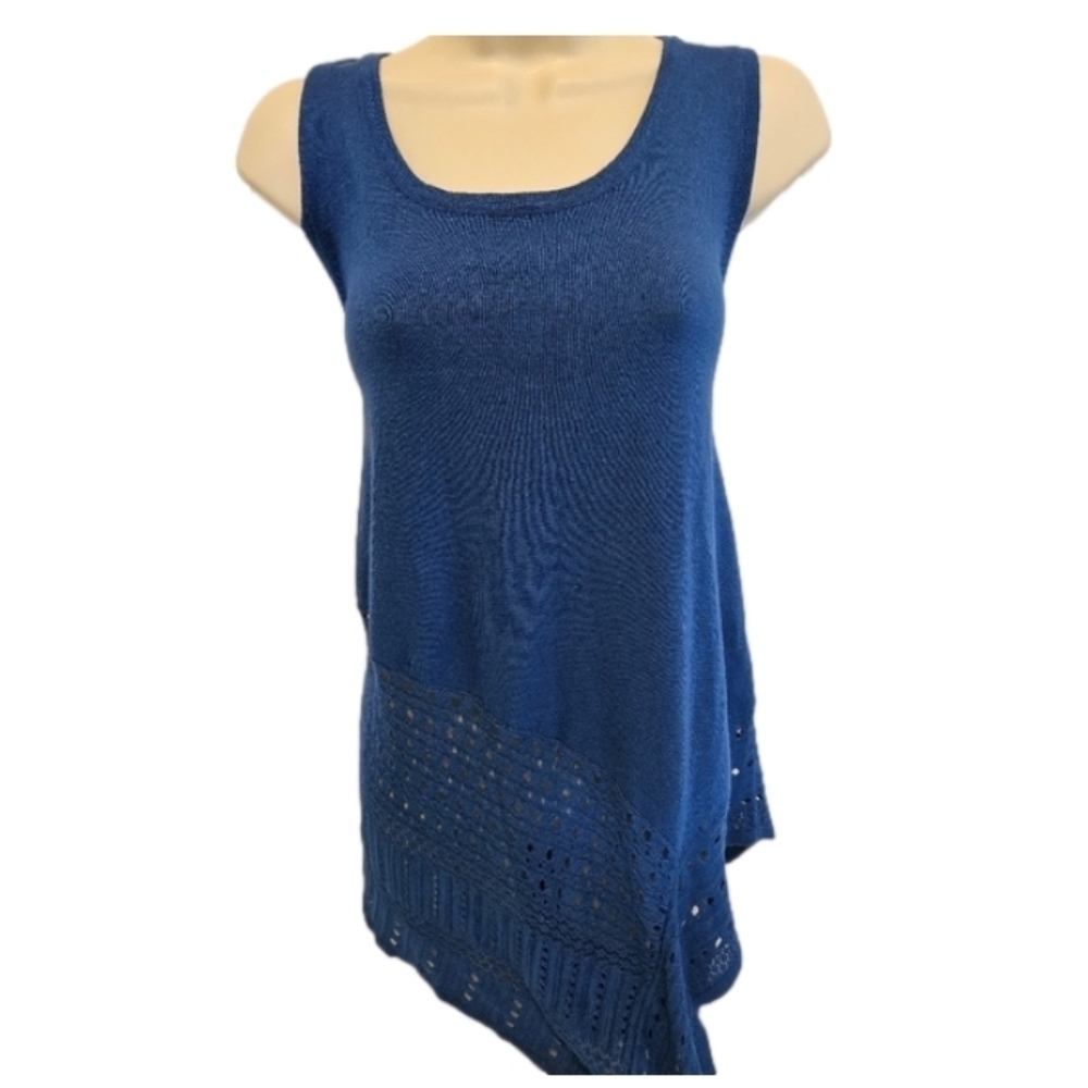 Grace Elements Boho Sleeveless Blouse Blue Large